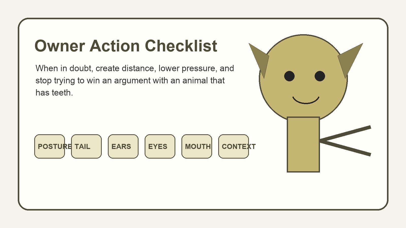 Checklist for giving a dog space pausing and asking a professional when signals are unclear