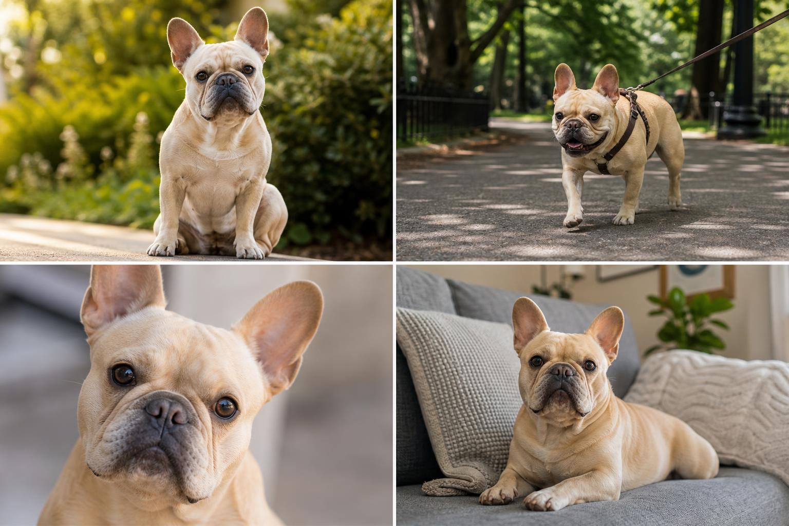 A French Bulldog relaxing at home as a companion dog.