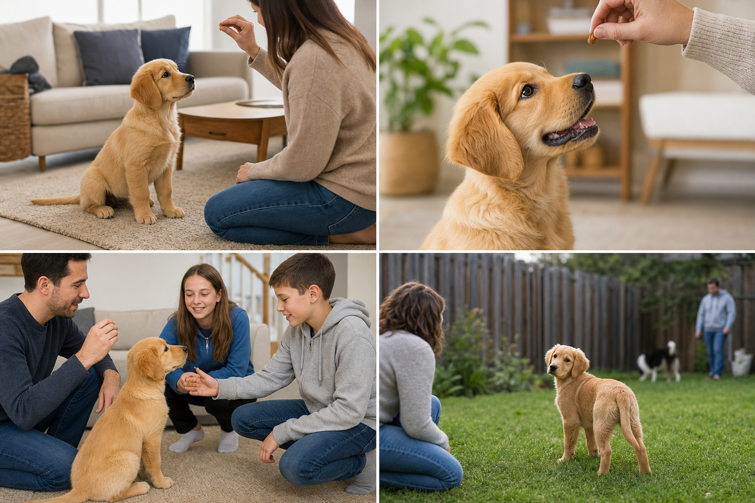 A puppy responding to their name during a quiet treat session